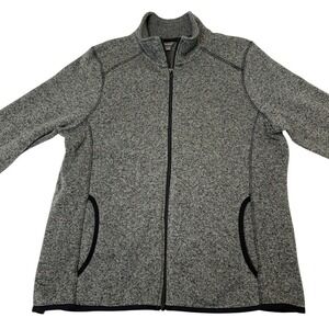 Eddie‎ Bauer Jacket Gray Fleece Long Sleeve Full Zip Women's Size 2XL